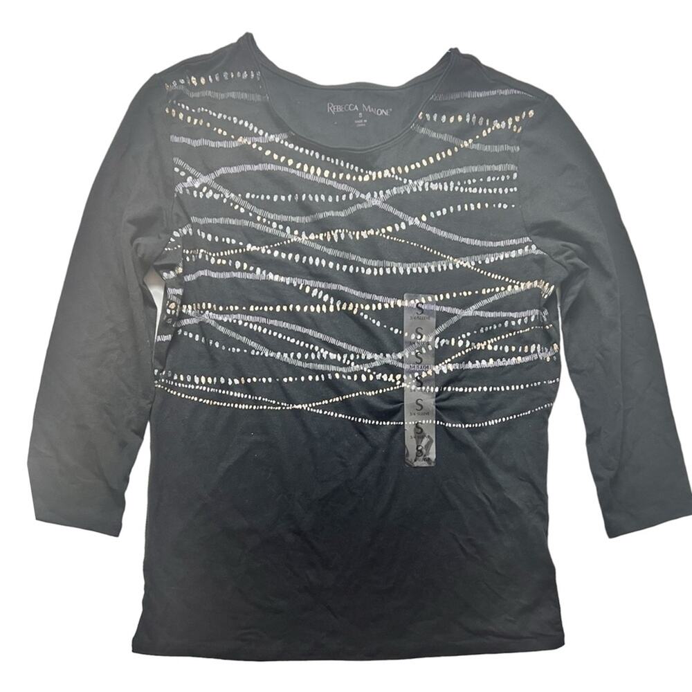 Rebecca Malone Women’s Three Quarter Sleeve Printed Blouse Sz S NWT
